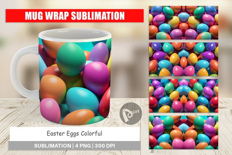 Mug sublimation design Easter Eggs Colorful example image 1