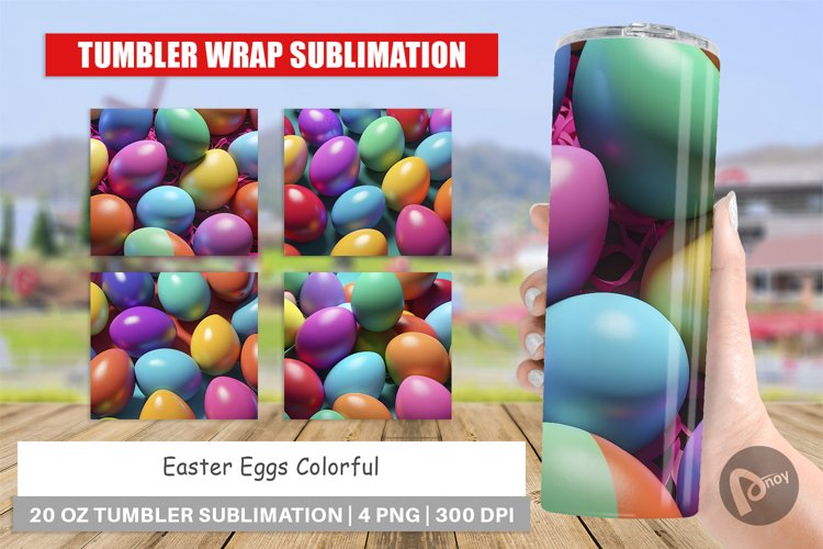 Tumbler Sublimation Wrap Easter Eggs Colorful