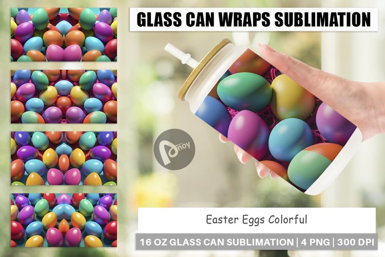 Glass Can Wraps Easter Eggs Colorful