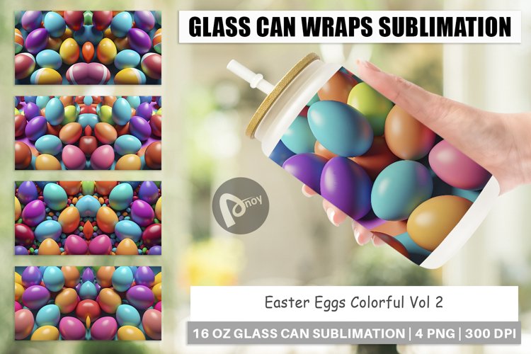 Glass Can Wraps Easter Eggs Colorful