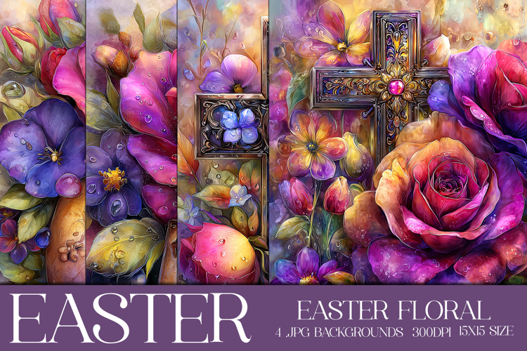 Easter Background, Easter Flowers, Christian Backgrounds, 12 example image 1