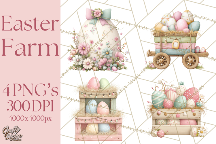 Easter Farm Animals Clipart PNG, Farm Animals Easter Eggs