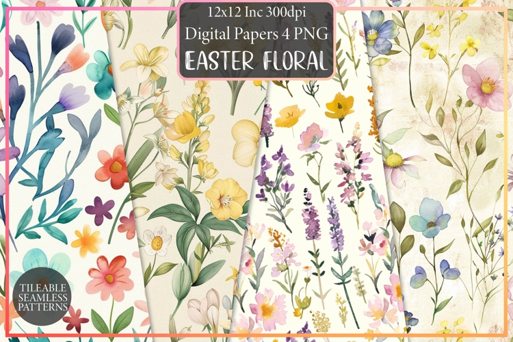 Easter Floral Seamless Pattern