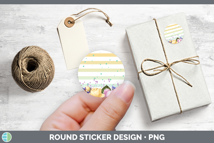 Easter Floral Stickers | Round Labels Designs