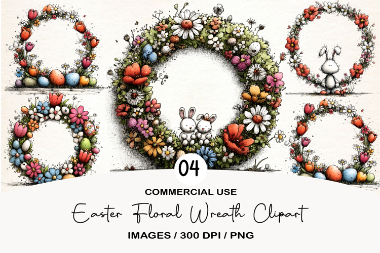 Easter Floral Wreath Clipart