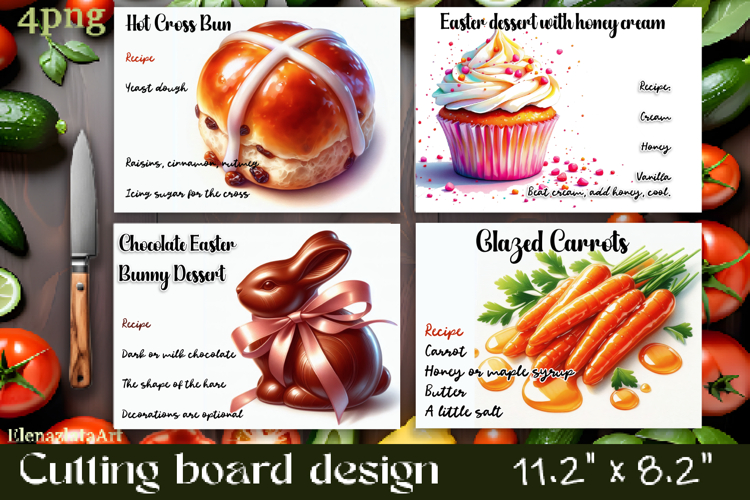 Watercolor easter food Design|Cutting Board Sublimation