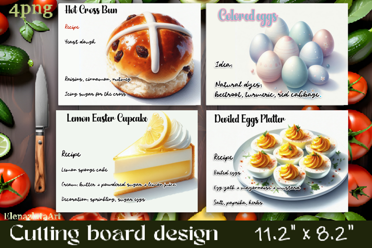 Watercolor easter food Design|Cutting Board Sublimation