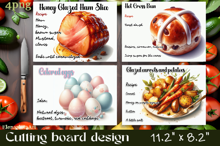 Watercolor easter food Design|Cutting Board Sublimation