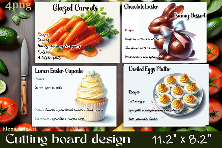Watercolor easter food Design|Cutting Board Sublimation