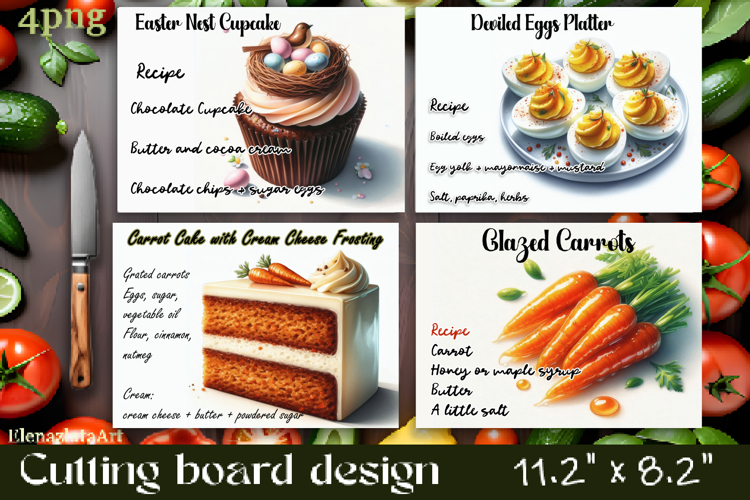 Watercolor easter food Design|Cutting Board Sublimation