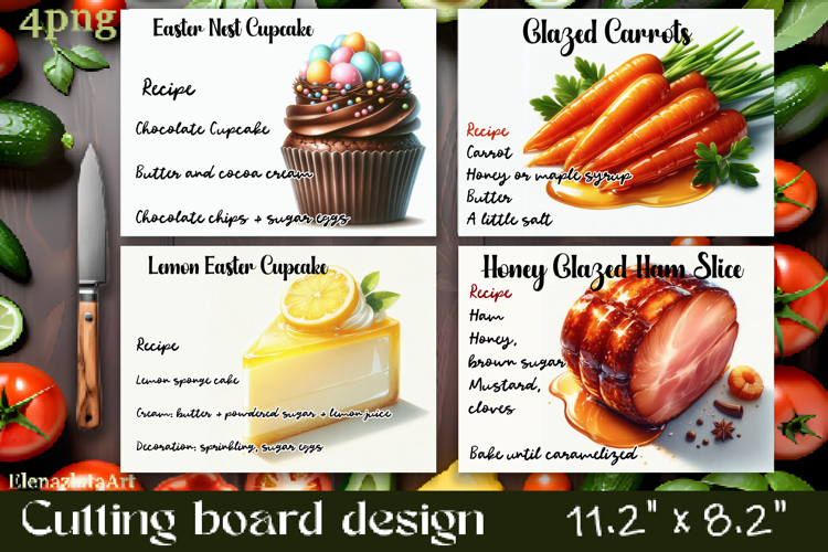 Watercolor easter food Design|Cutting Board Sublimation