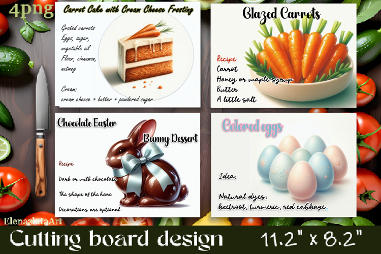 Watercolor easter food Design|Cutting Board Sublimation