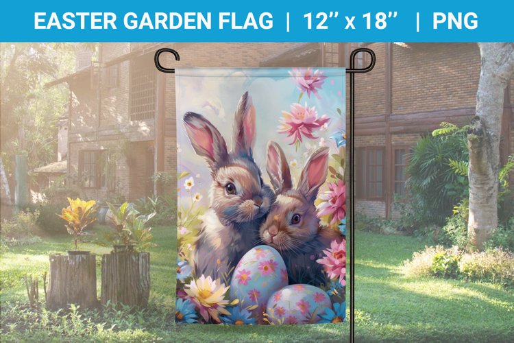 easter garden flag, bunny garden flag, egg hunt