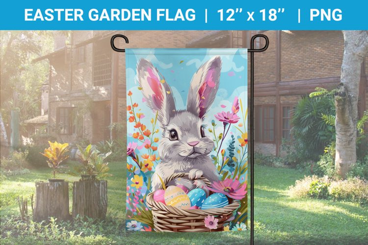 Easter garden flag sublimation, egg hunt example image 1