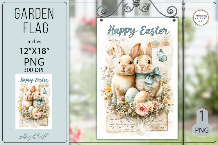 Easter Garden flags| Sublimation|Happy Easter bunny flags