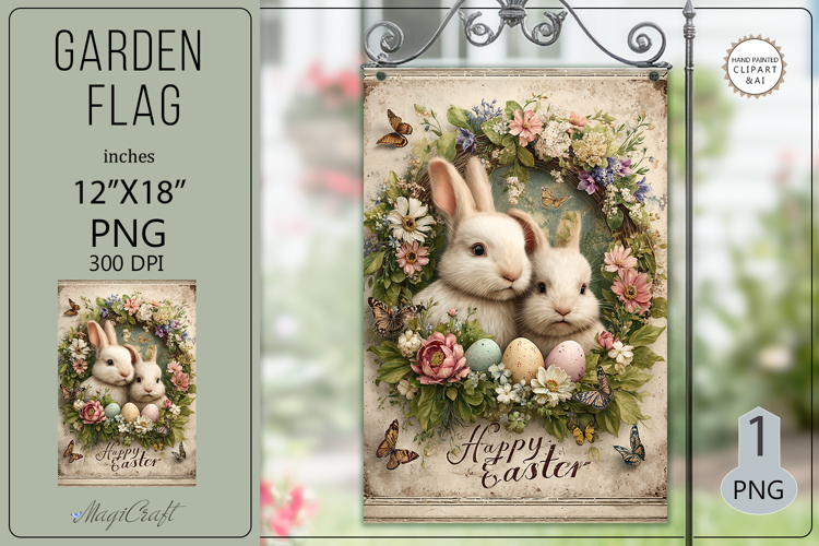 Easter Garden flags| Sublimation|Happy Easter bunny flags