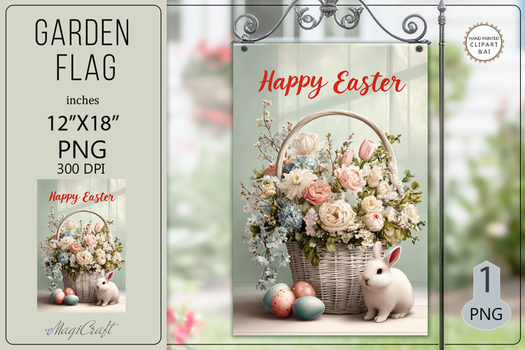 Garden flags| Sublimation|Happy Easter bunny flags flowers