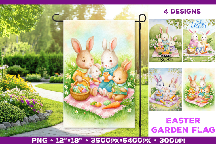 Spring Garden Flag PNG. Easter Garden Flag Sublimation