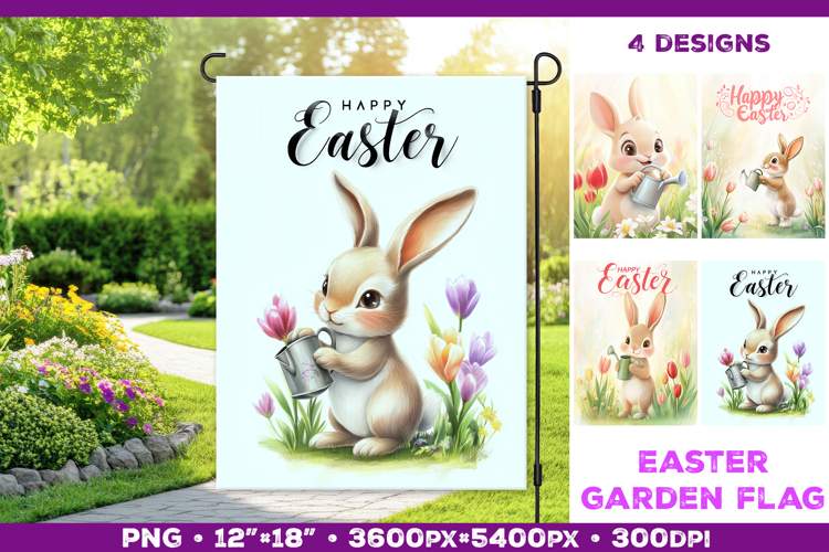 Spring Garden Flag PNG. Easter Garden Flag Sublimation
