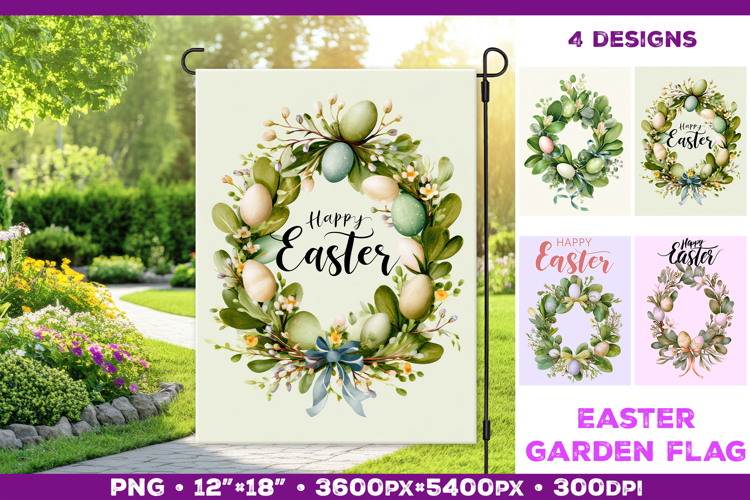 Spring Garden Flag PNG. Easter Garden Flag Sublimation