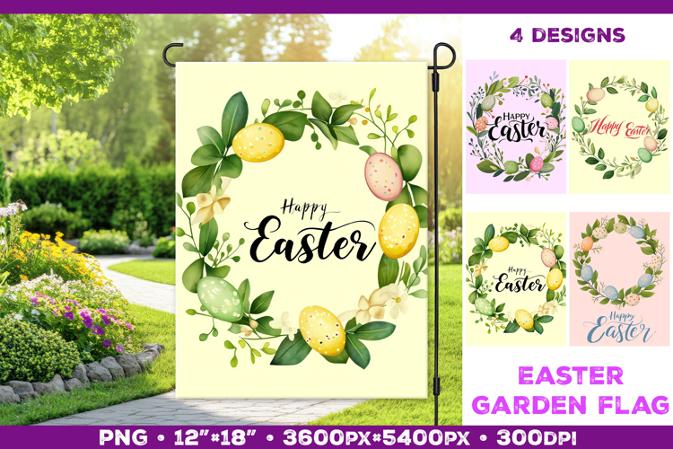 Spring Garden Flag PNG. Easter Garden Flag Sublimation