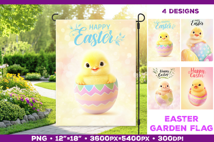 Spring Garden Flag PNG. Easter Garden Flag Sublimation