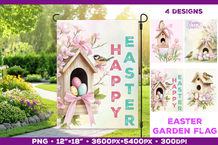 Spring Garden Flag PNG. Easter Garden Flag Sublimation