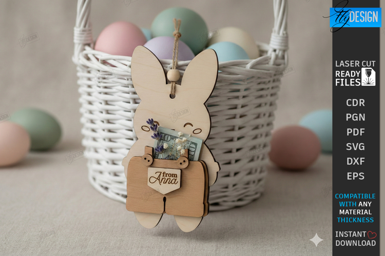3D Easter Gift Tag Laser Cut | Basket Tag | Money Holder SVG