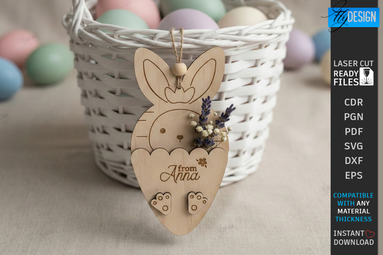 3D Easter Gift Tag Laser Cut | Basket Tag | Money Holder SVG