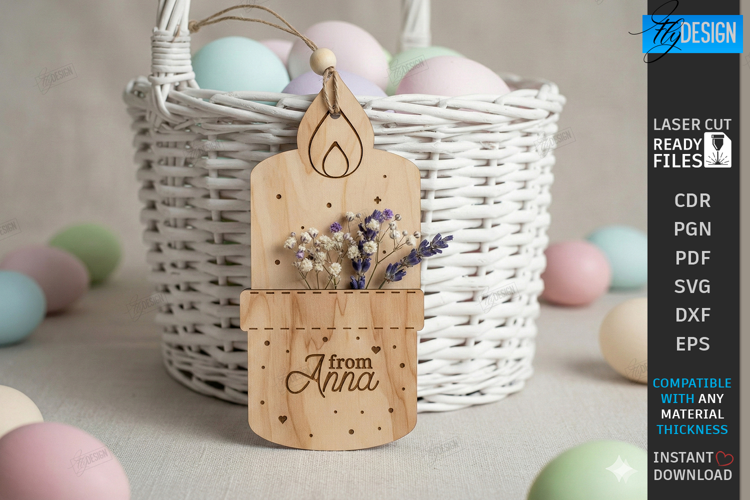 3D Easter Gift Tag Laser Cut | Basket Tag | Money Holder SVG