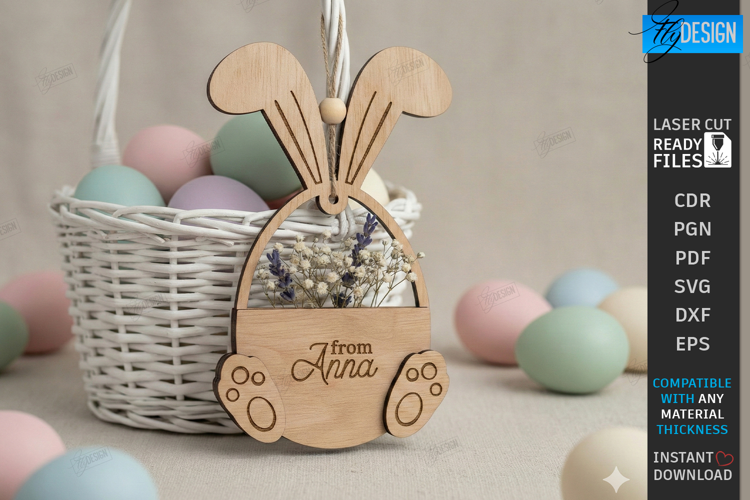 3D Easter Gift Tag Laser Cut | Basket Tag | Money Holder SVG