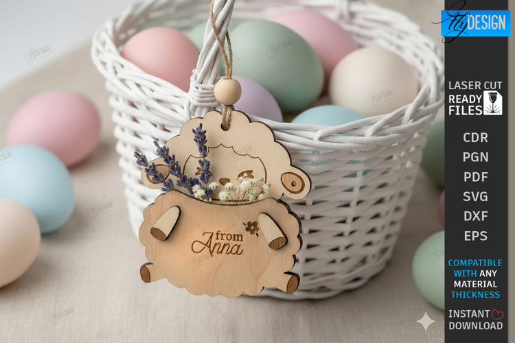 3D Easter Gift Tag Laser Cut | Basket Tag | Money Holder SVG