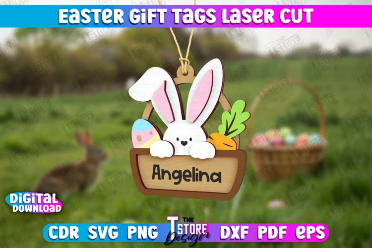 Easter Gift Tag Laser Cut Design | Easter Basket Tag SVG