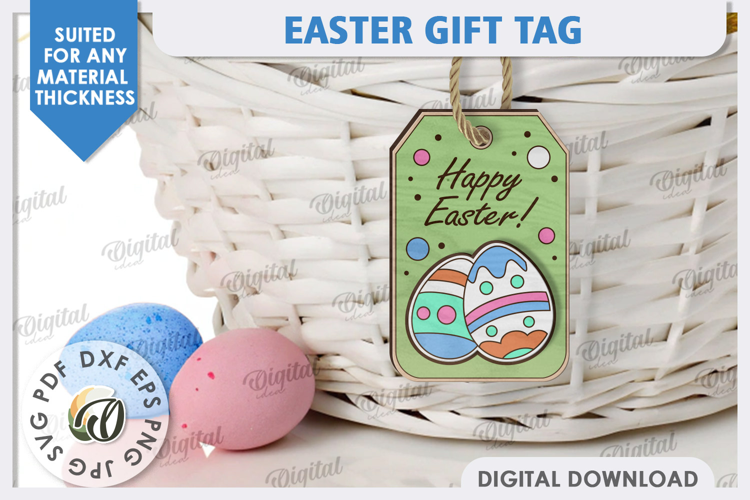 Easter Gift Tag Laser Cut. Easter Basket Tag SVG