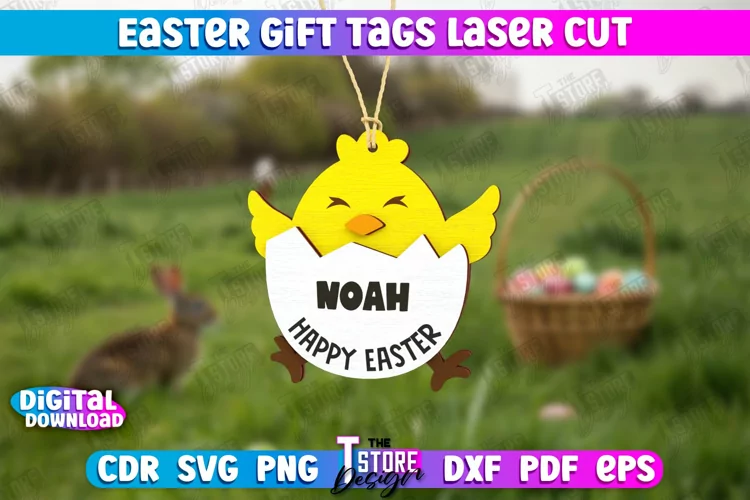 Easter Gift Tag Laser Cut Design | Easter Basket Tag SVG