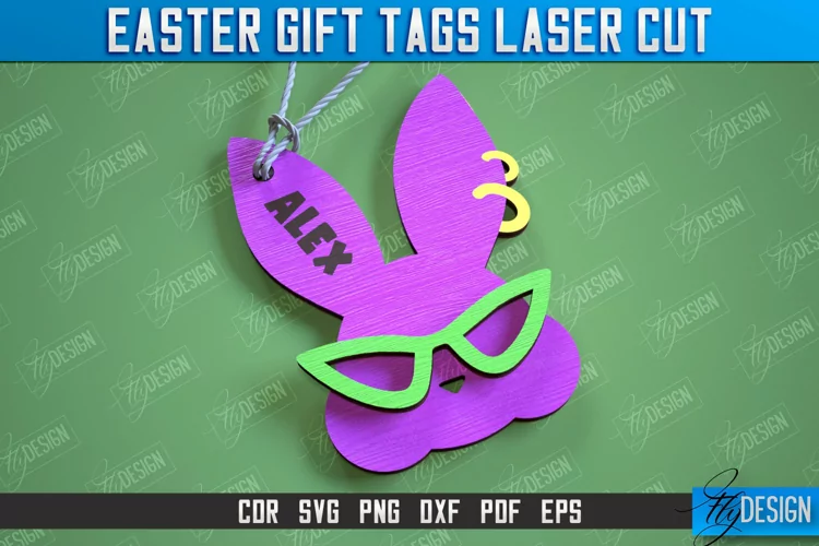 3d Easter Gift Tag Laser Cut Design, Easter Basket Tag SVG