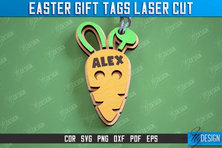 3d Easter Gift Tag Laser Cut Design, Easter Basket Tag SVG