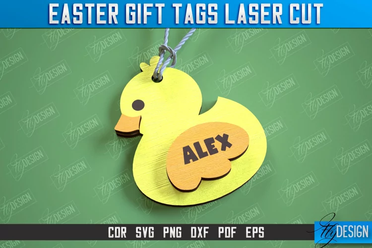 3d Easter Gift Tag Laser Cut Design, Easter Basket Tag SVG
