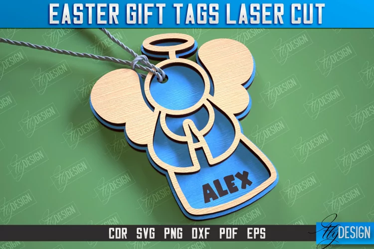 3d Easter Gift Tag Laser Cut Design, Easter Basket Tag SVG