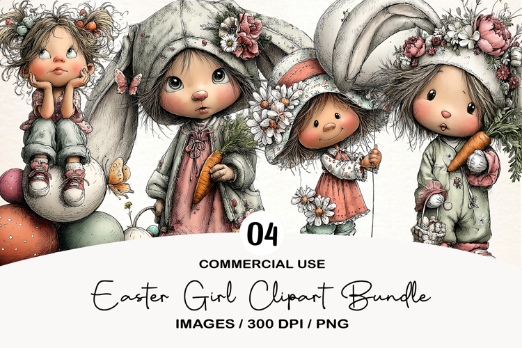 Easter Girl Clipart Sublimation PNG