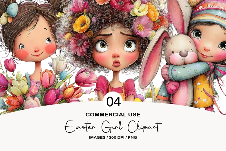 Easter girl clipart Sublimation