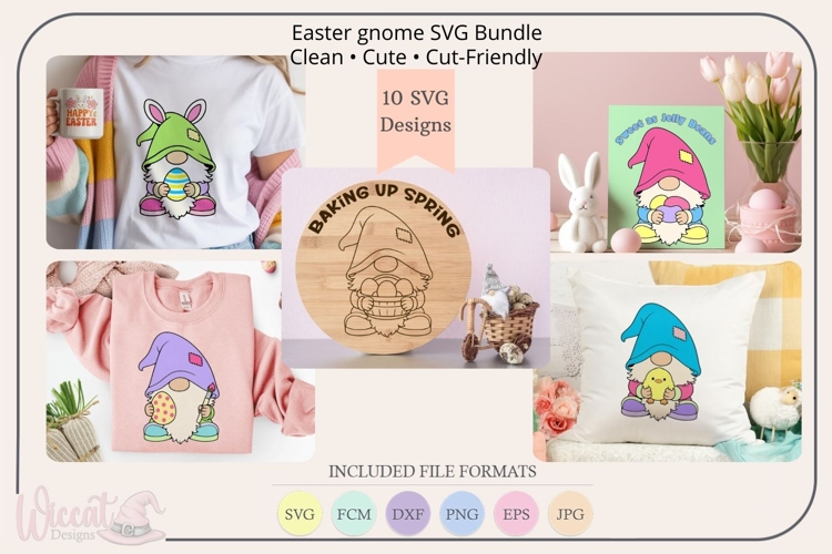 Easter Gnome SVG Bundle, Cute Spring Gnome SVG Cut Files
