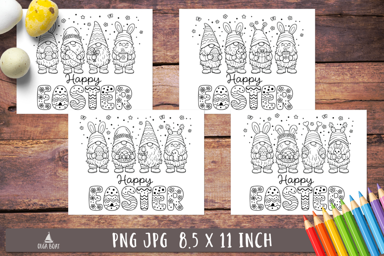 Easter Gnome Coloring Pages Happy Easter printable