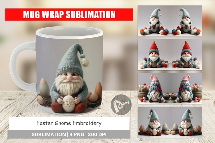 Mug Wrap Design Easter Gnome Embroidery