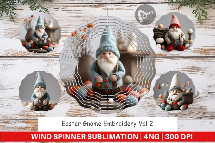 Wind Spinner Easter Gnome Embroidery