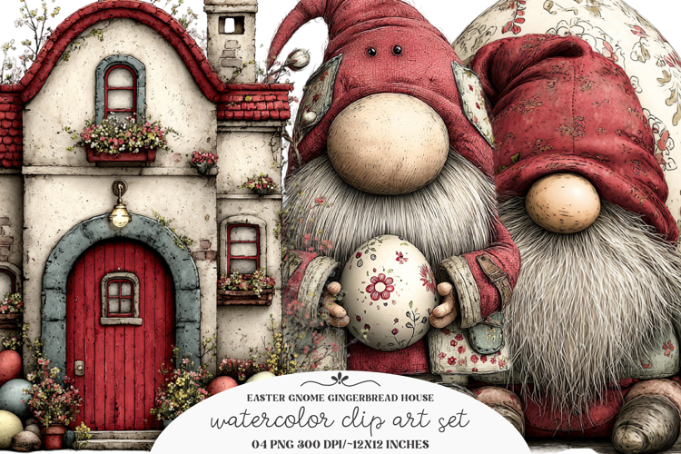 Easter gnome gingerbread house Png -