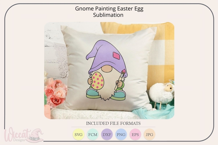 Easter gnome painting egg svg cut file, spring gnome svg