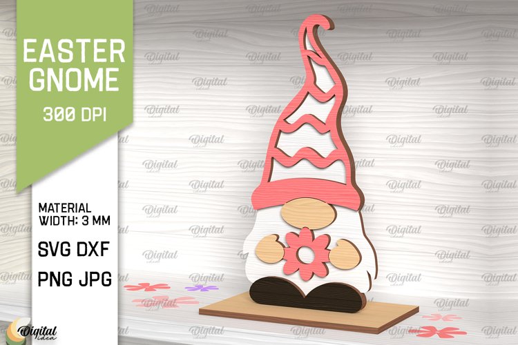 Easter Gnome SVG. Easter Decor Laser Cut. 3D Stand SVG