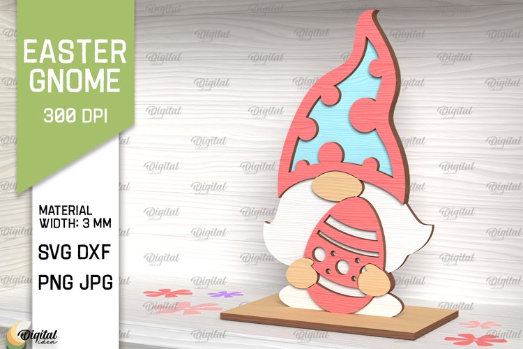 Easter Gnome SVG. Easter Decor Laser Cut. 3D Stand SVG