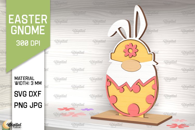 Easter Gnome SVG. Easter Decor Laser Cut. 3D Stand SVG